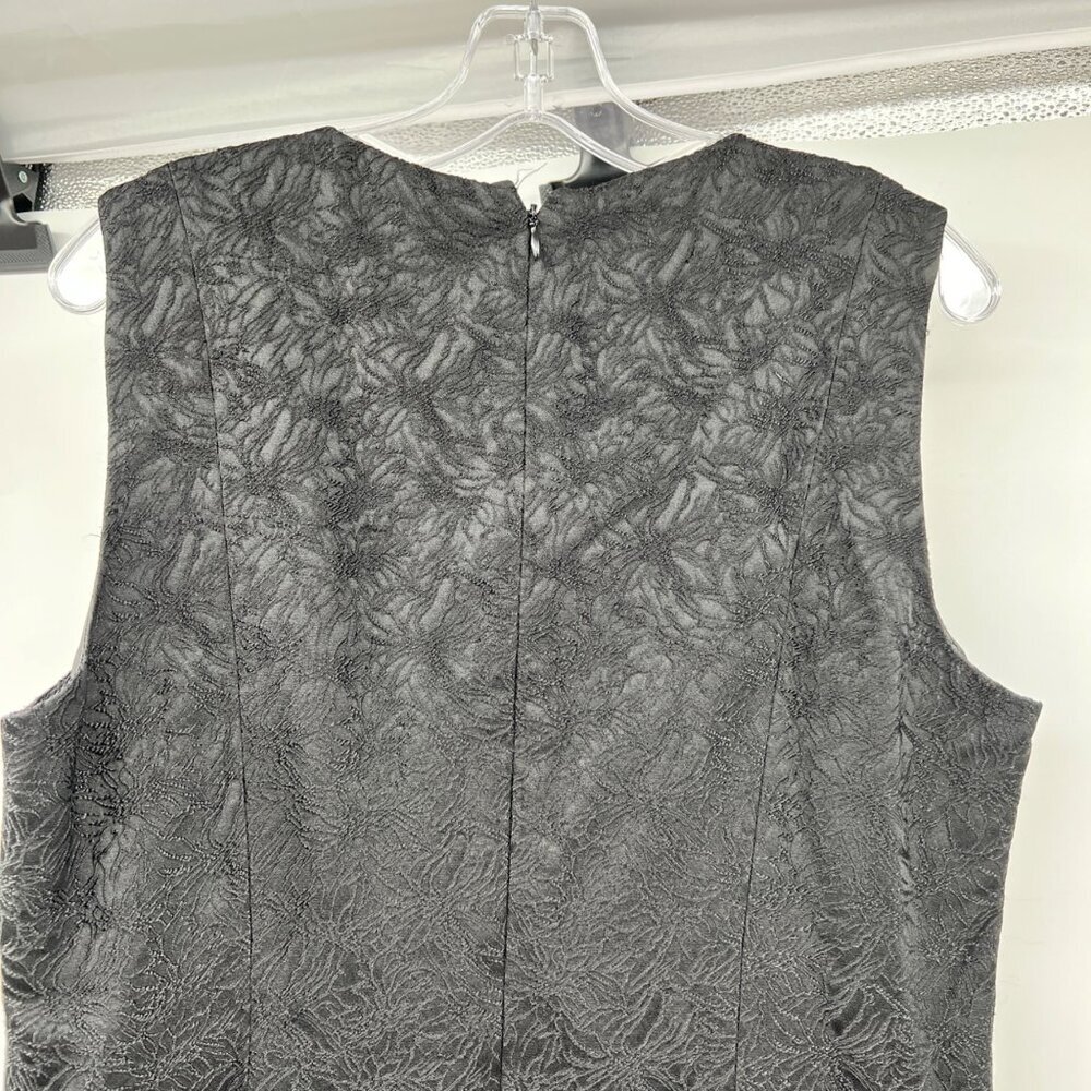 Calvin Klein Embroidered Floral Sheath Dress Sleeveless Black Size Medium Zip - Picture 6 of 9